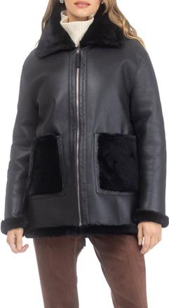 Gorski Reversible Genuine Shearling Short Jacket in Black/black at Nordstrom, Size X-Large