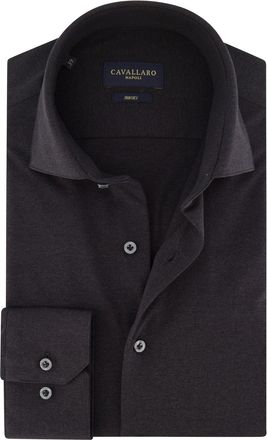 Cavallaro katoenen overhemd Cavallaro donkergrijs effen jersey