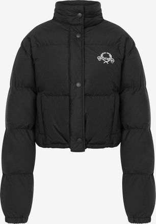 Moschino Piumino in nylon leggero Laurel Crown Logo - Nero