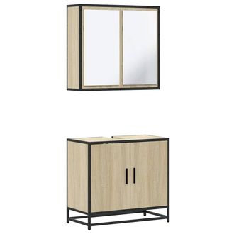 Berkfield Home 2 Piece Bathroom Furniture Set Sonoma Oak Engineered Wood in Brown