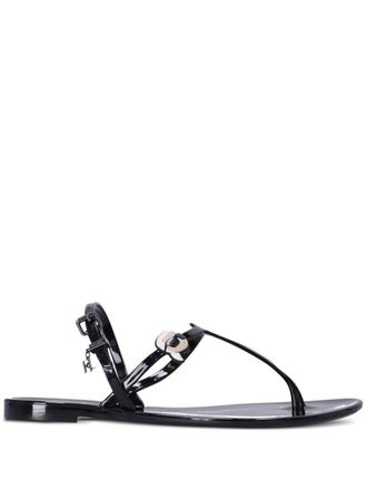 Karl Lagerfeld Ikonik Karl NFT patent-finish sandals - women - PVC/PVC/Rubber - 35 - Black