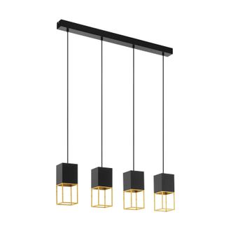 Loops Pendant Ceiling Light Colour Black Gold Square Shades Bulb GU10 4x5W Included