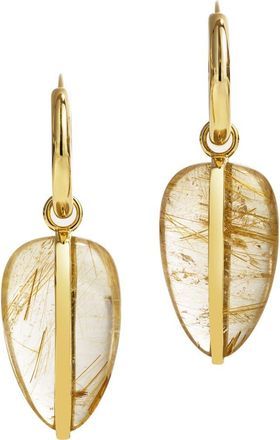 By Pariah Rutilated Quartz Drop Hoop Earrings in Gold at Nordstrom