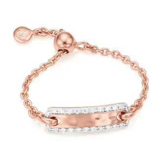 Monica Vinader Rose Gold Havana Adjustable Friendship Diamond Ring Diamond