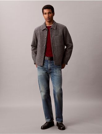 Calvin Klein Mens Melange Wool Blend Boucle Shirt Jacket - Grey - 2XL