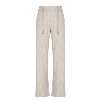 D.exterior Striped Wool Blend Elastic Waist Trousers