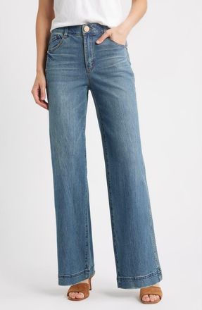 Wit & Wisdom Gracie AbSolution Skyrise Wide Leg Jeans in Mid Blue Artisanal at Nordstrom, Size 00