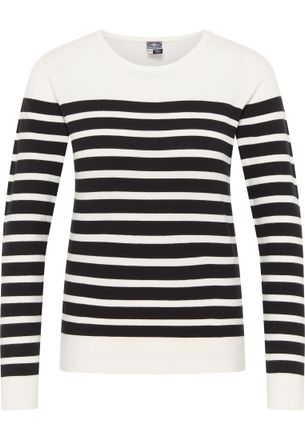 Dreimaster Dreimaster Gebreide trui takelage Dames wol wit zwart