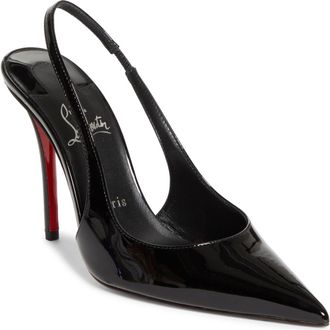 Christian Louboutin Miss Z Pointed Toe Slingback Pump in Black/Black at Nordstrom, Size 10.5Us