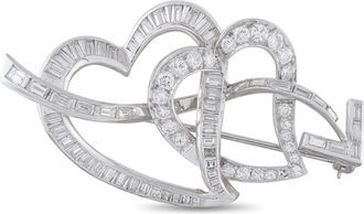Luxury Bazaar Platinum 3.0ct Diamond Interlocking Heart Brooch MF07-062426