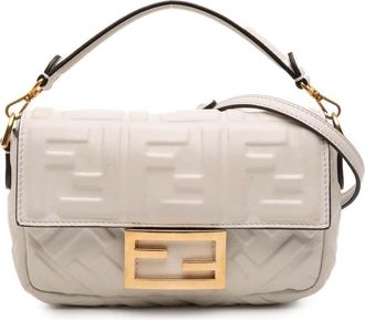 Fendi Pre-owned Fendi Mini Zucca Embossed Leather Baguette Satchel Ladies 8BS017.A72V.239.4091