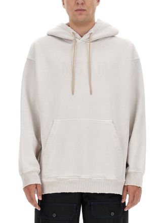 Msgm Light Grey Solid Hoodie