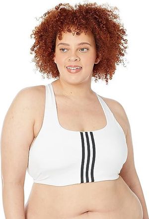 adidas Plus Size Training Medium Support Better 3-Stripes Bra Womens Lingerie White : 2X, Spandex/Polyester