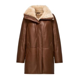 VSP Vsp, Jassen, Dames, Bruin, M, Leer, Prescillia Shearling Jas