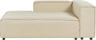 Beliani Chaise Longue Moderno Derecho Patas Negras Tapicer&iacute;a Poli&eacute;ster Lino Beige Aprica