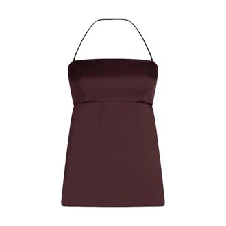 Liu Jo Sleeveless Tops, female, Brown, Size: XS Top monospalla in raso