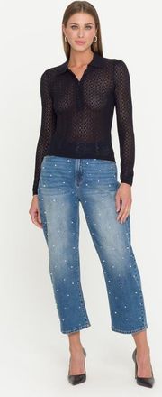 Generation Love Cobel Pearl Barrel Jeans in Vintage Med Blu/prl at Nordstrom, Size 24 X 26