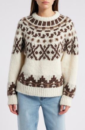 Frame Denim Fair Isle Alpaca Blend Sweater in Cream Multi at Nordstrom Rack, Size Medium
