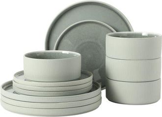 Gibson Home Redrock Canyon 12-Piece New Bone China Plates and Bowls Dinnerware Set in Grey at Nordstrom