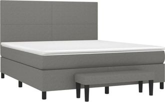 vidaXL Vidaxl - Cama Box Spring Con Colch&oacute;n Tela Gris Oscuro 180x200 Cm