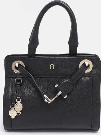 Aigner Cavallina Black Leather Tote Bag