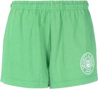 Sporty & Rich logo-embroidered cotton track shorts - women - Cotton - L - Green