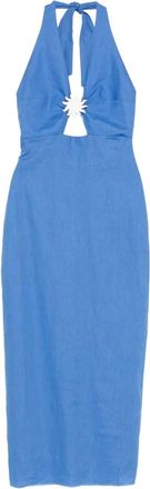 Cala de la Cruz Abito Orly midi con dettaglio cut-out - Blu
