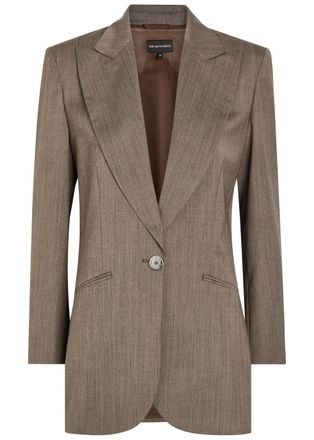 Emporio Armani Wool-blend Blazer - Taupe - 46 (UK14 / L)