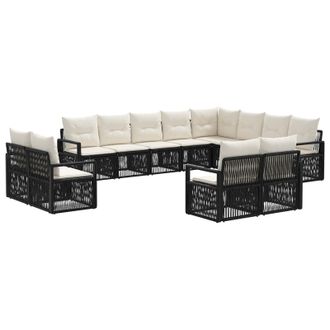 vidaXL Conjunto De Sof&aacute;s De Jard&iacute;n 12 Pcs Negro Rat&aacute;n Sint&eacute;tico Vidaxl