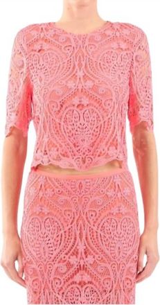 Le Superbe Lace Tee In Rosey Glo
