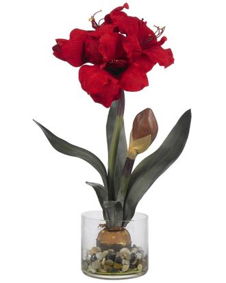 Nearly Natural Amaryllis With Round Vase