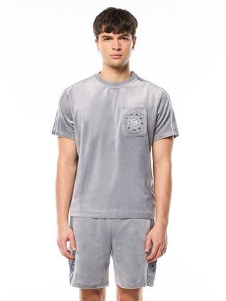 Sergio Tacchini Cresta Velour Pocket T-shirt in Sleet at Nordstrom, Size Xxx-Large