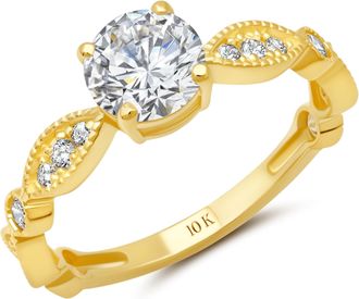 MAX + STONE 10k Yellow or White Gold 1 Carat Cubic Zirconia Engagement or Anniversary Ring