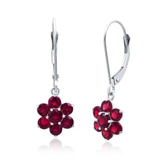 MAX + STONE Solid 14K Yellow or White Gold Gemstone Flower Shape Dangle Earrings