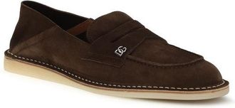 Dolce & Gabbana Mens Brown Calf Leather Bos Taurus Slip-On Loafers