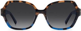 Kate Spade New York layne 57mm geometric square sunglasses in Brown Blue Havana/Dark Grey at Nordstrom