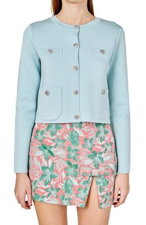 endless rose Rhinestone Cardigan in Powder Blue at Nordstrom, Size X-Small