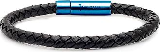 Steeltime Mens Braided Leather Bracelet in Black at Nordstrom Rack