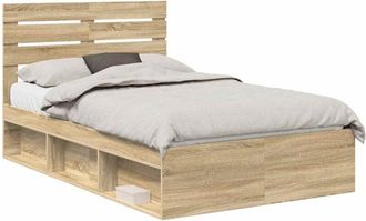 vidaXL Bed Frame with Headboard Sonoma 120 x 200 cm Solid Pine Wood vidaXL