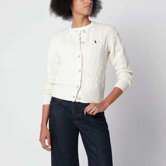 Polo Ralph Lauren Cream cable-knit cardigan in wool and cashmere