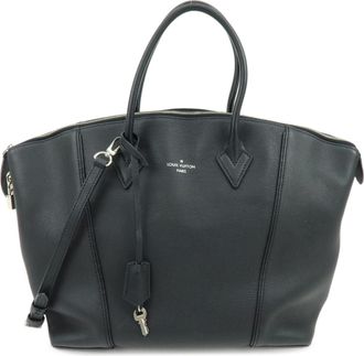 Louis Vuitton Soft Lockit Leather Black Leather Handbag (Pre-Owned)