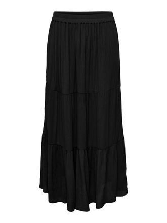 Only Carmakoma Maxirock ONLY CARMAKOMA CARMIKKA LONG SKIRT WVN NOOS, Damen, Gr. XL, schwarz, Web, Obermaterial: 100% Viskose, unifarben, lang, R&ouml;cke Maxirock, mit Vo