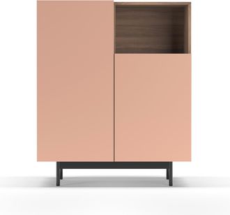 HERDASA Mueble Aparador En Melamina, Colecci&oacute;n Printed (602-1), Con 2 Puertas, En Nogal Y Rosa