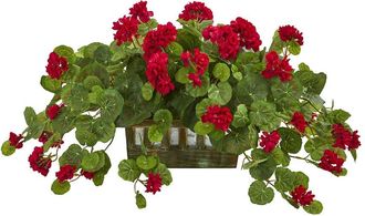 Nearly Natural Geranium Artificial Plant In Decorative Planter