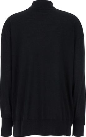 Max Mara Womens Black Wool High Neck Sweater Virgin Tops Top
