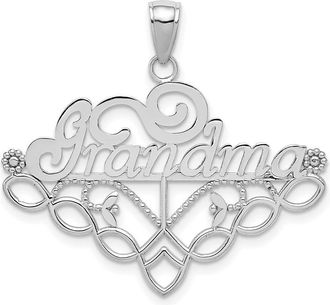 Diamond2Deal 14k White Gold GRANDMA Birthstone Charm Pendant Holder Pendant