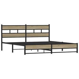 Berkfield Home Metal Bed Frame without Mattress Sonoma Oak 180x200 cm Super King in Brown