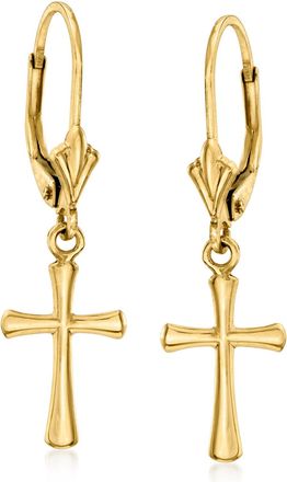 Canaria Canaria 10kt Yellow Gold Cross Drop Earrings