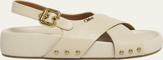 Chlo&eacute; Mae Paddington Leather Crisscross Sandals