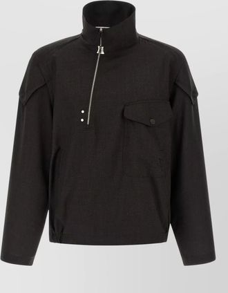Kiko Kostadinov farkas jacket buttoned pocket high collar
